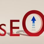 a red sign with a blue arrow pointing to the word search technical seo crawl, website audit, broken links