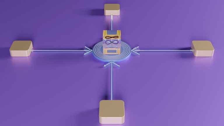 a robot with a light saber vpn connection diagram, encrypted tunnel, laptop server illustration