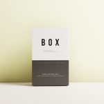 a box sitting on top of a white table online store branding package mockup box business card social media
