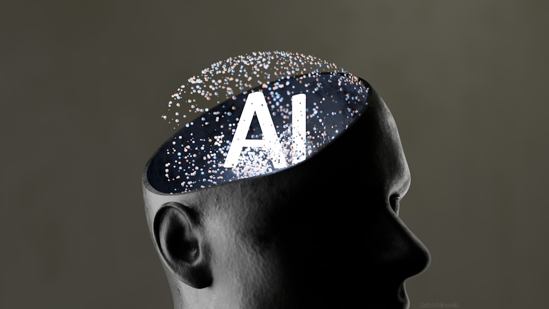 Artificial intelligence concept within a human head artificial intelligence design process, neural network visualization, creative algorithm concept