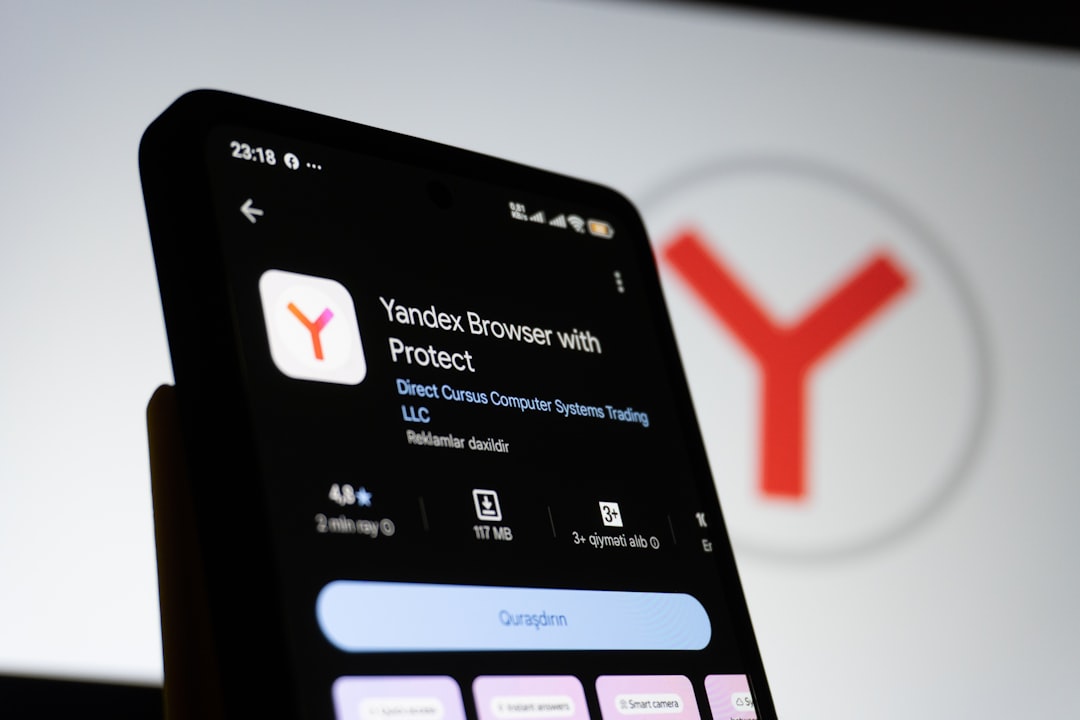 Smartphone displaying yandex browser app information yandex image search results, face recognition example, similar photo matches