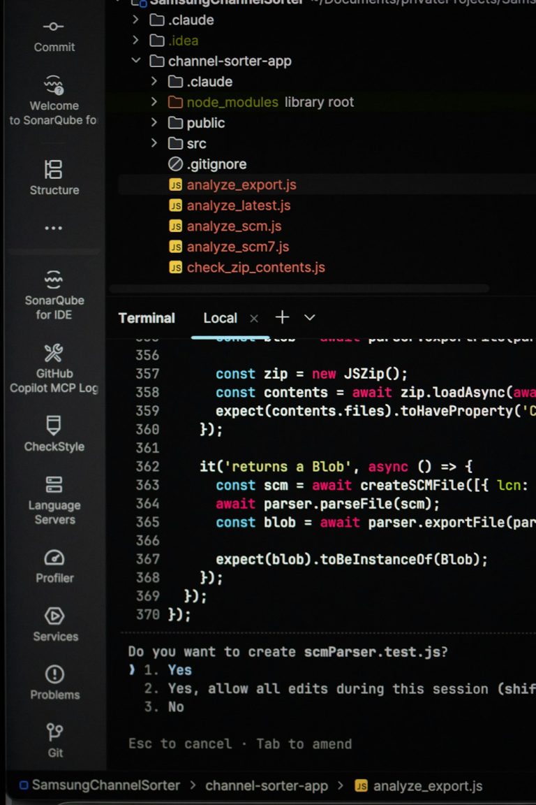 Computer code displayed on a dark screen ai app builder dashboard, no code interface, startup tools
