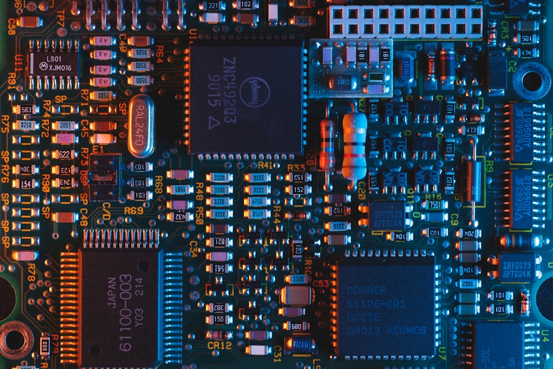blue circuit board nand gate symbol, logic inputs, digital circuit