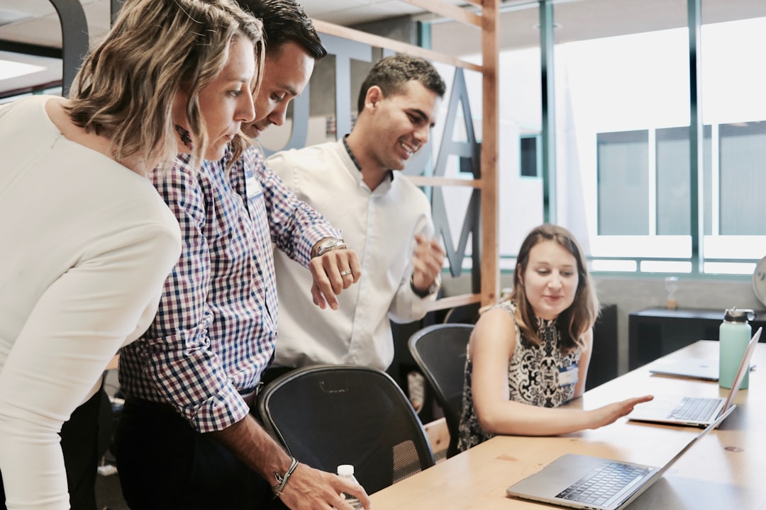 woman sitting at table executive team, office meeting, contact research