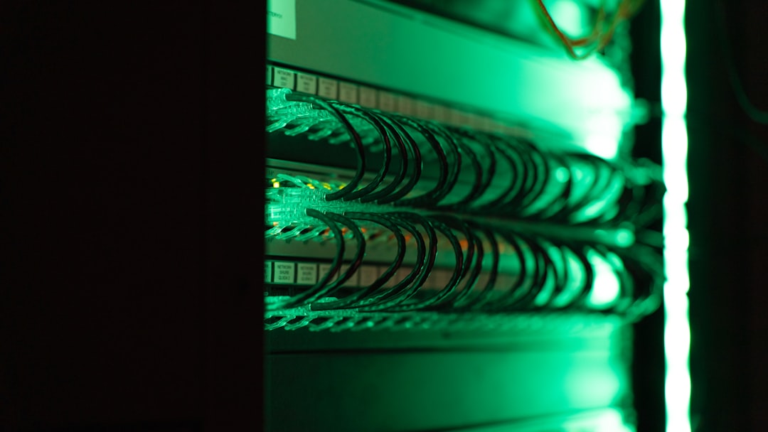 a close up of a server in a server room cloud server data center racks glowing lights