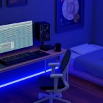 a computer on a desk game crash screen, unreal engine error message, pc gaming setup