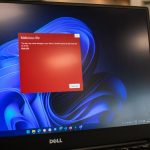 a dell laptop computer with a red screen easy anti cheat setup window, repair option screen, gaming pc desktop