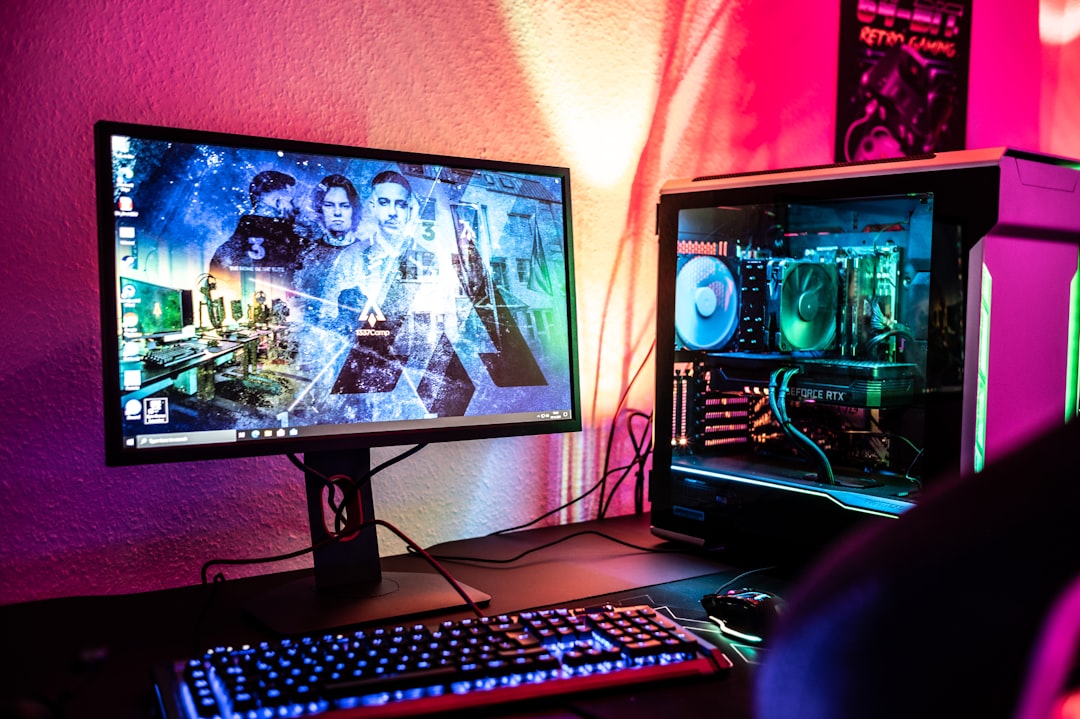 a desktop computer sitting on top of a wooden desk easy anti cheat setup window, repair option screen, gaming pc desktop