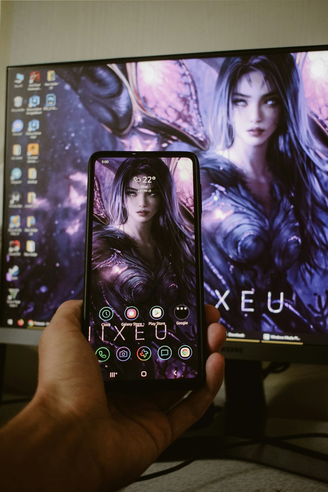 a hand holding a cell phone black desert online launcher repair, game file verification screen, steam verify integrity window