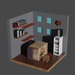 a room with a bed and shelves 3d warehouse interface, downloadable 3d models, sketchup community library