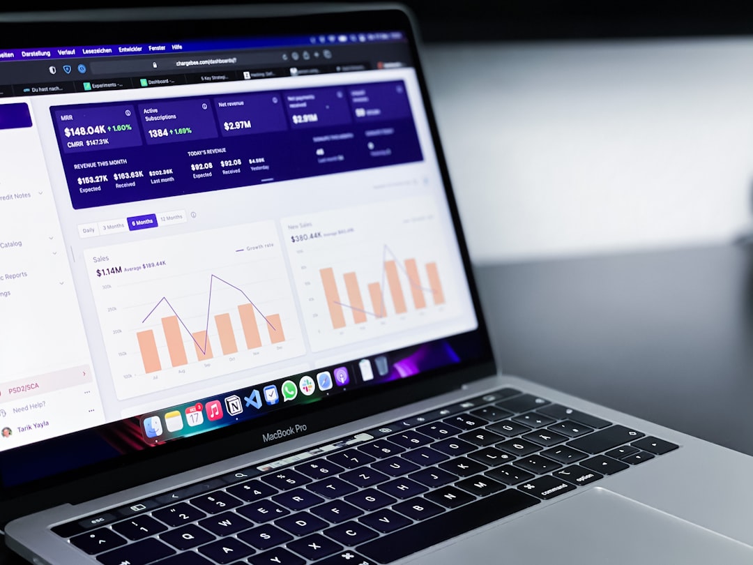 black and silver laptop computer affiliate dashboard analytics screen laptop