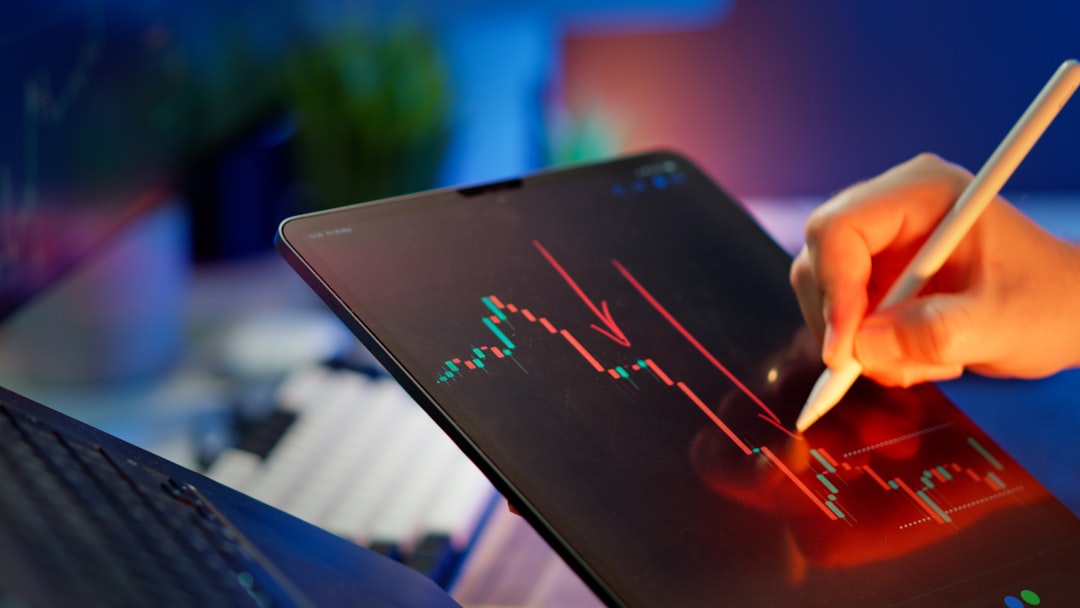 Someone is analyzing a stock market graph. market forecasting graph, social media growth chart, predictive analytics screen