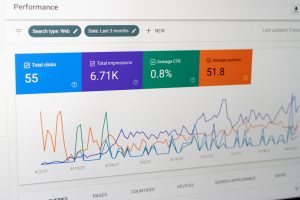 a computer screen with a bunch of data on it simple seo dashboard keyword performance graph