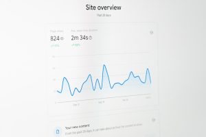 a computer screen with a line graph on it simple seo dashboard keyword performance graph