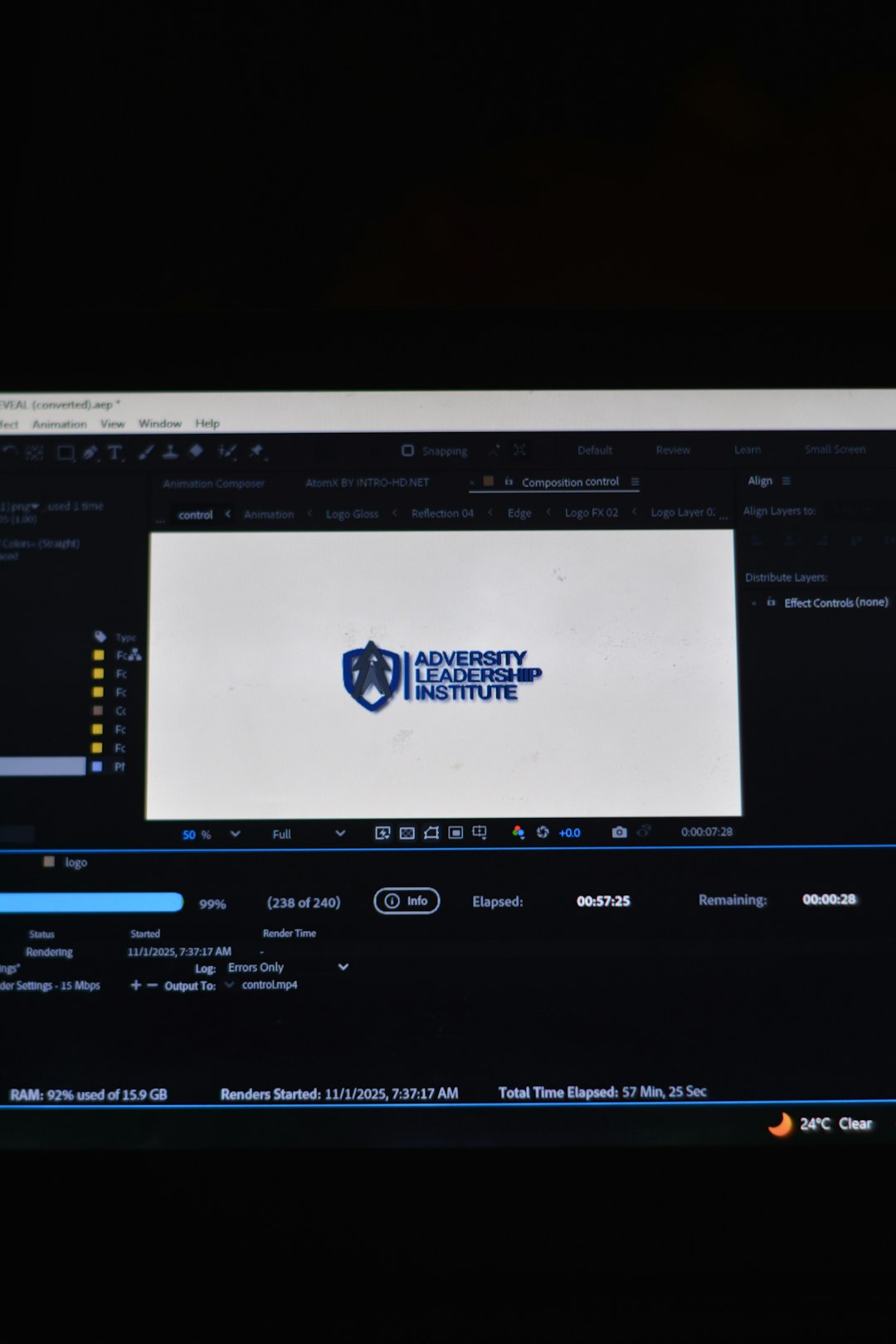 Adversity leadership institute logo on screen. streaming service outage screen, server maintenance message, tv loading error
