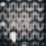 black and white checked textile cyber security lock icon, encrypted data screen, digital shield protection