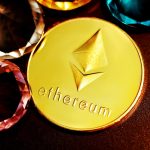 gold star round ornament on black textile ethereum logo, smart contract code, blockchain network diagram