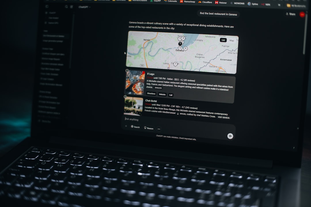 Laptop screen shows a map and related information. online banking dashboard, laptop finance screen, digital investment process