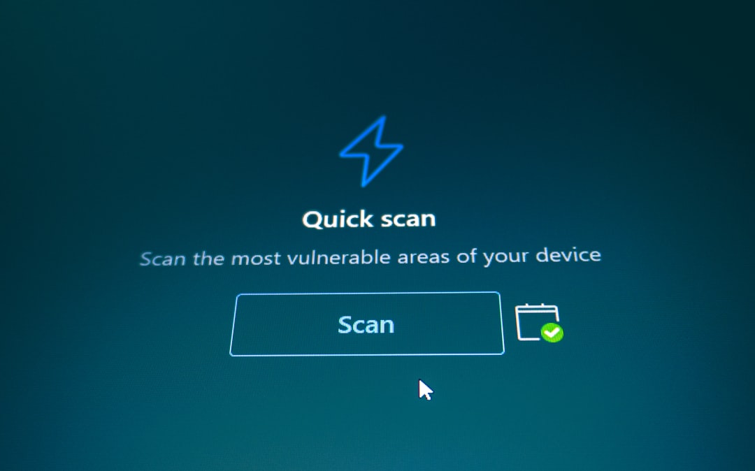 Quick scan button on a blue background vpn app interface, proxy settings screen, website error message, laptop browsing internet