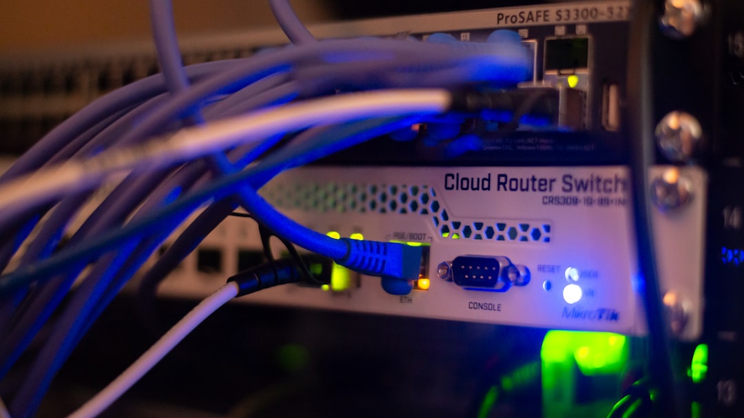 a close up of a network with wires connected to it server status, streaming outage, network monitoring