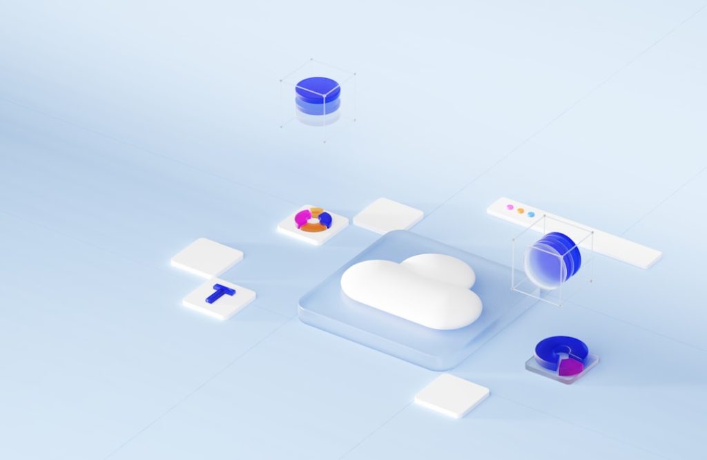 a computer screen with a cloud shaped object on top of it cloud storage interface secure dashboard minimal design