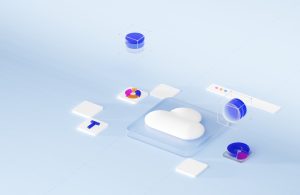 a computer screen with a cloud shaped object on top of it cloud storage interface secure dashboard minimal design