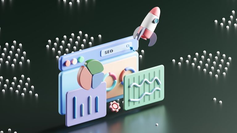 a computer screen with a rocket on top of it business growth, competitive advantage, digital strategy