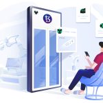 a man sitting in a chair looking at his cell phone ai chatbot interface, cloud hosting, developer workflow