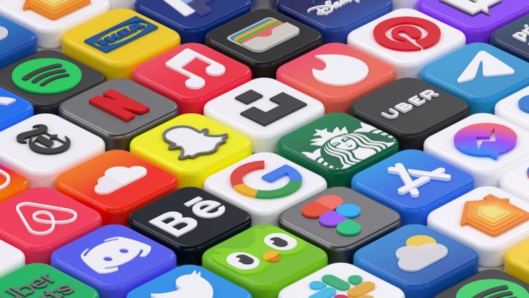 a pile of colorful dice icon design set, consistent lighting, social media symbols