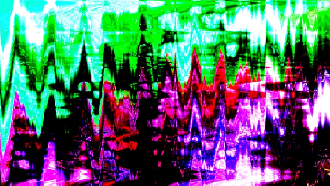 Abstract colorful wavy lines with black background audio waveform close up, colorful spectrogram display, sound frequency analysis