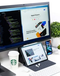 turned-on monitor displaying digital products software localization, developer workflow, app translation