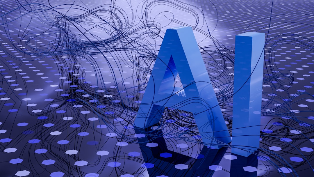 3D rendered ai text on dark digital background artificial intelligence, customer success, technical leadership