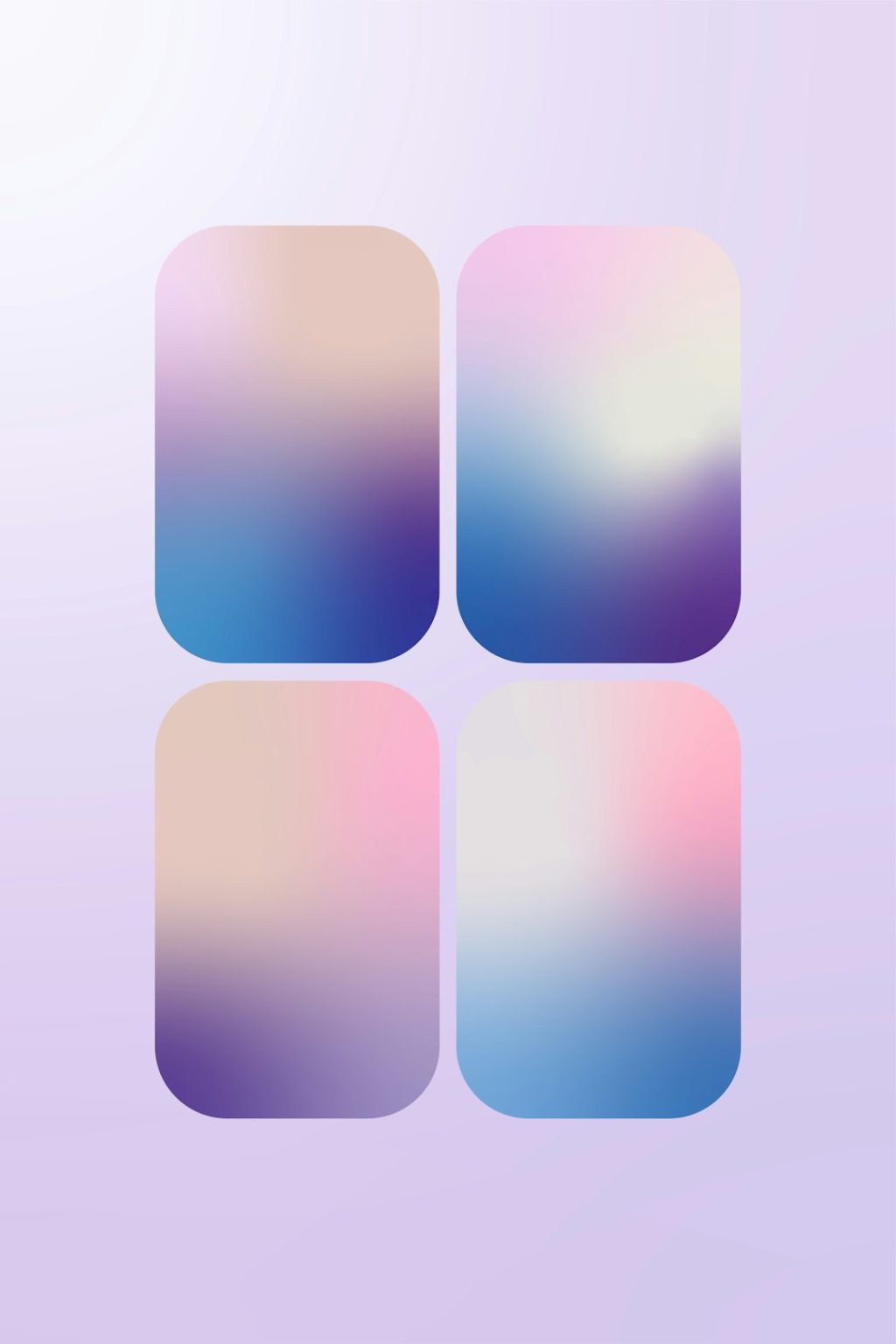A purple and pink background with three square shapes iphone widgets, custom home screen, pastel design, app layout