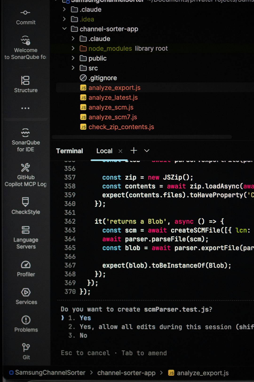Computer code displayed on a dark screen server logs, docker containers, troubleshooting dashboard