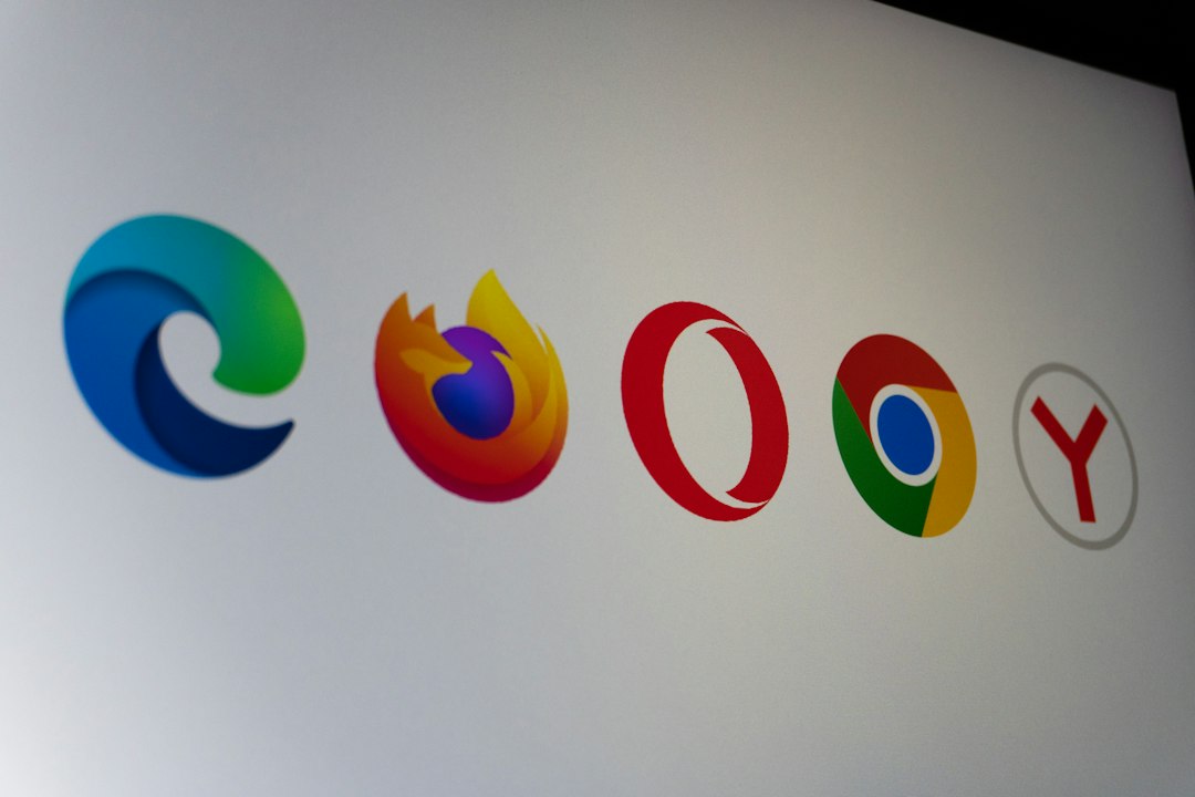 Logos of popular web browsers displayed on a screen business software comparison, microsoft sharepoint, google workspace, internal communication