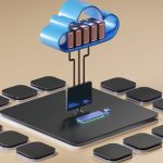 3D render of cloud computing concept cloud security, data backup, business dashboard