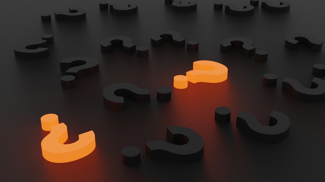 3D rendered question marks in orange and gray final jeopardy, dramatic quiz, glowing question mark, game night