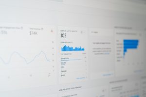 a computer screen with a bunch of data on it ai search results, marketing analytics, website traffic