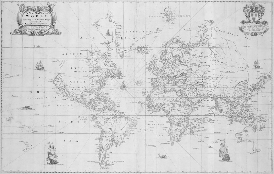 An old world map with ships and cartouches global patents, world map, intellectual property