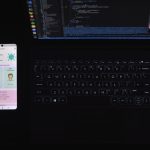black and silver laptop computer mobile app builder, flutter interface, app development workflow