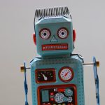 blue plastic robot toy xml code, language tags, friendly robot