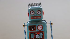 blue plastic robot toy xml code, language tags, friendly robot