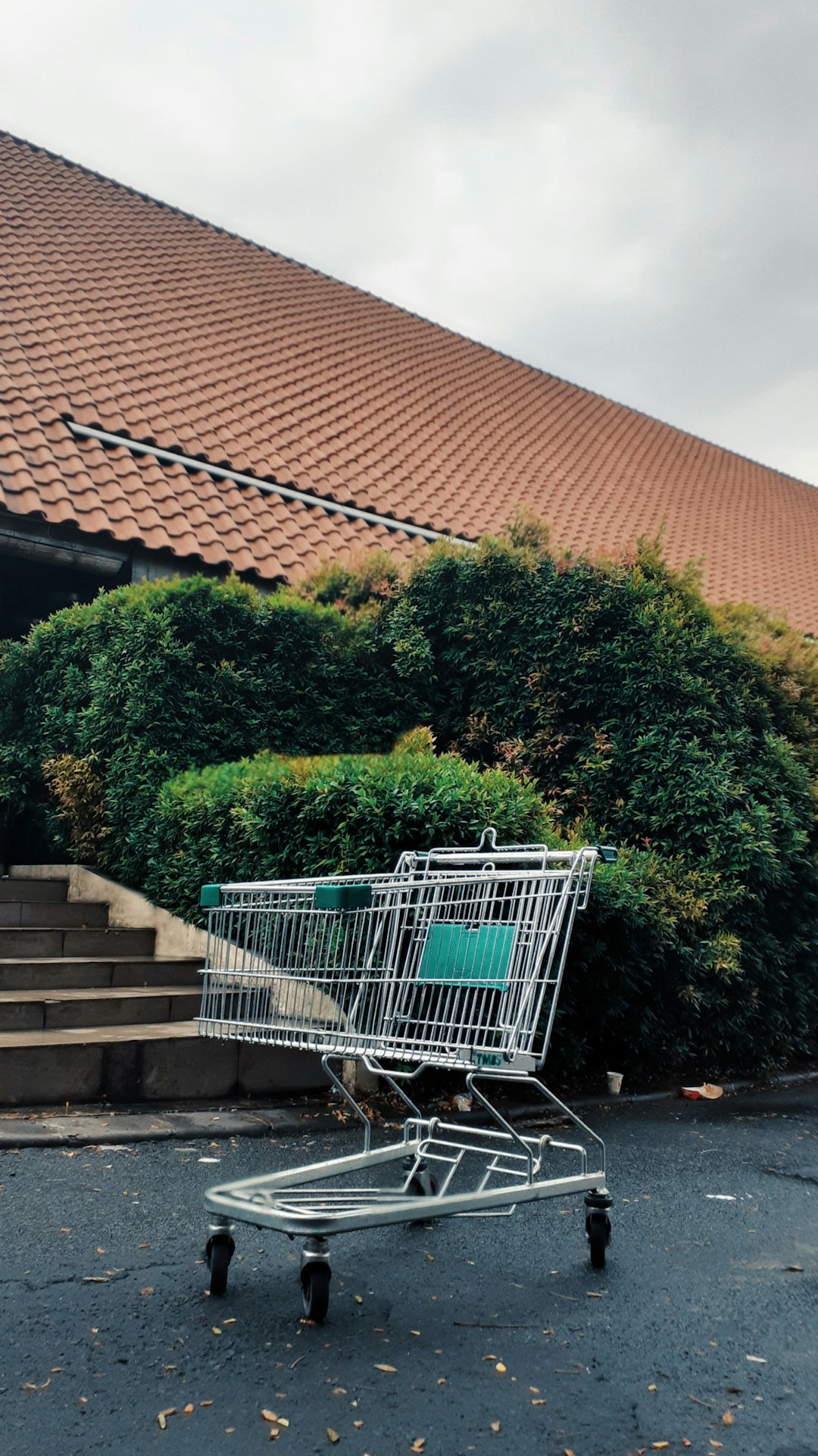 green shopping cart on gray concrete stairs retargeting ads, abandoned cart, product reminder, online shopper