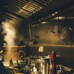 stainless steel cooking pots on stove kitchen display, restaurant orders, chefs, indian food