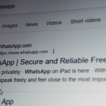 Whatsapp search results on a computer screen. email security, external contact, warning popup