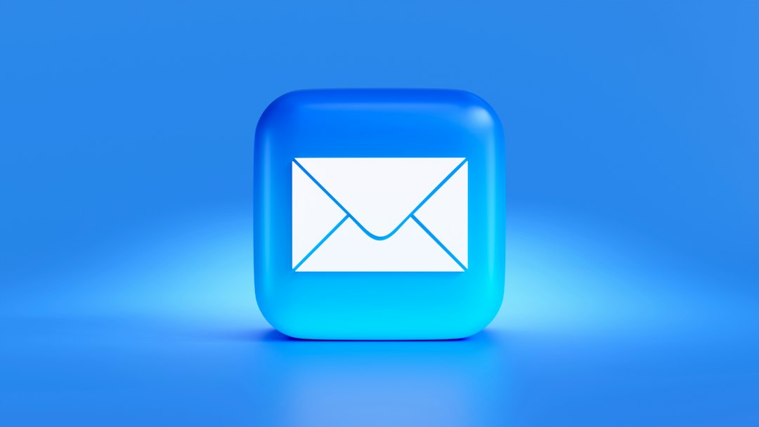 a blue button with a white envelope on it sales inbox, email subject lines, prospecting, open rate