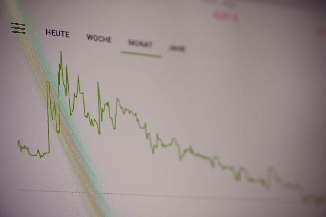 A green line graph showing stock market trends on a digital screen traffic chart, algorithm update, ranking drop