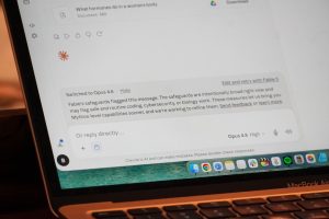 A laptop displaying openai 4.0 chatbot interface sales inbox, email subject lines, prospecting, open rate