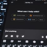 A smartphone is showing an ai assistant's interface. help desk dashboard, ai chatbot, support analytics