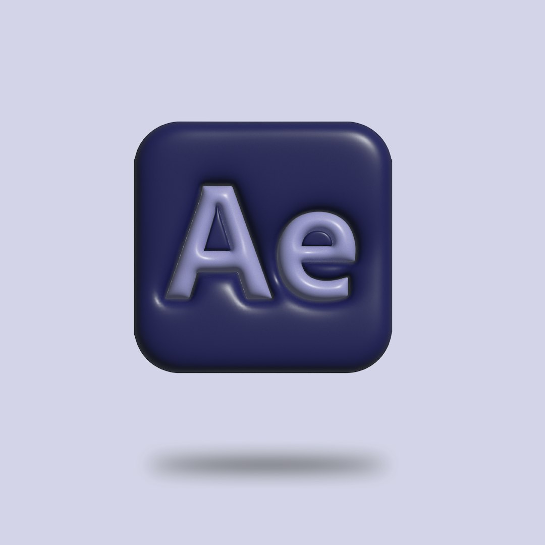 a blue square button with the word ae on it ai image comparison, product mockup, readable text